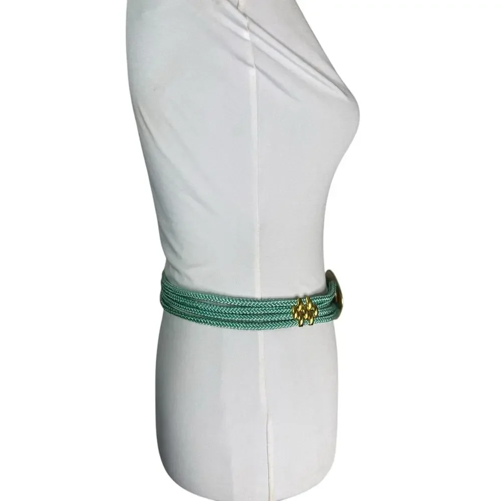 Vintage 1980s Turqoise Shell Boho Retro Statement Belt M